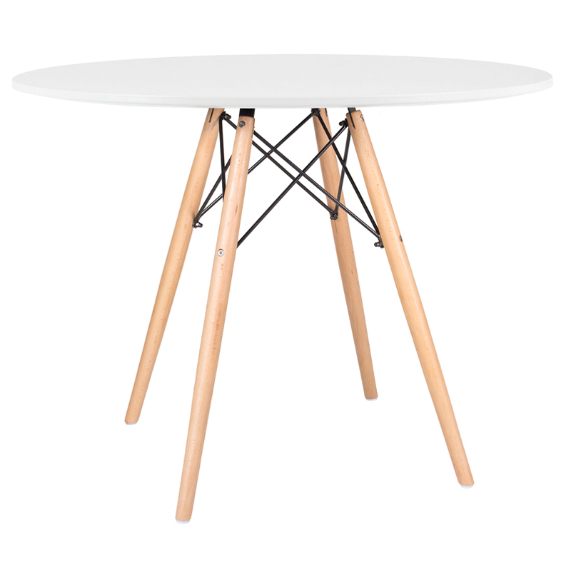 Mesa de jantar redonda Eames Eiffel - Wood - Tampo de MDF - 100 cm - Branco Mesa de jantar redonda Eames Eiffel - Wood - Tampo de MDF - 100 cm - Branco