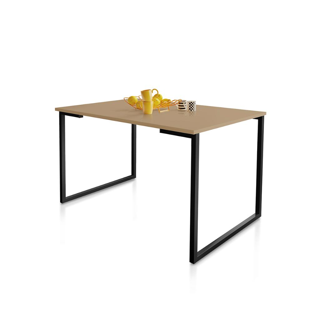 Mesa de Jantar Steel Estilo Industrial Pés de Aço 120x80cm Preto/Fendi Mesa de Jantar Steel Estilo Industrial Pés de Aço 120x80cm Preto/Fendi