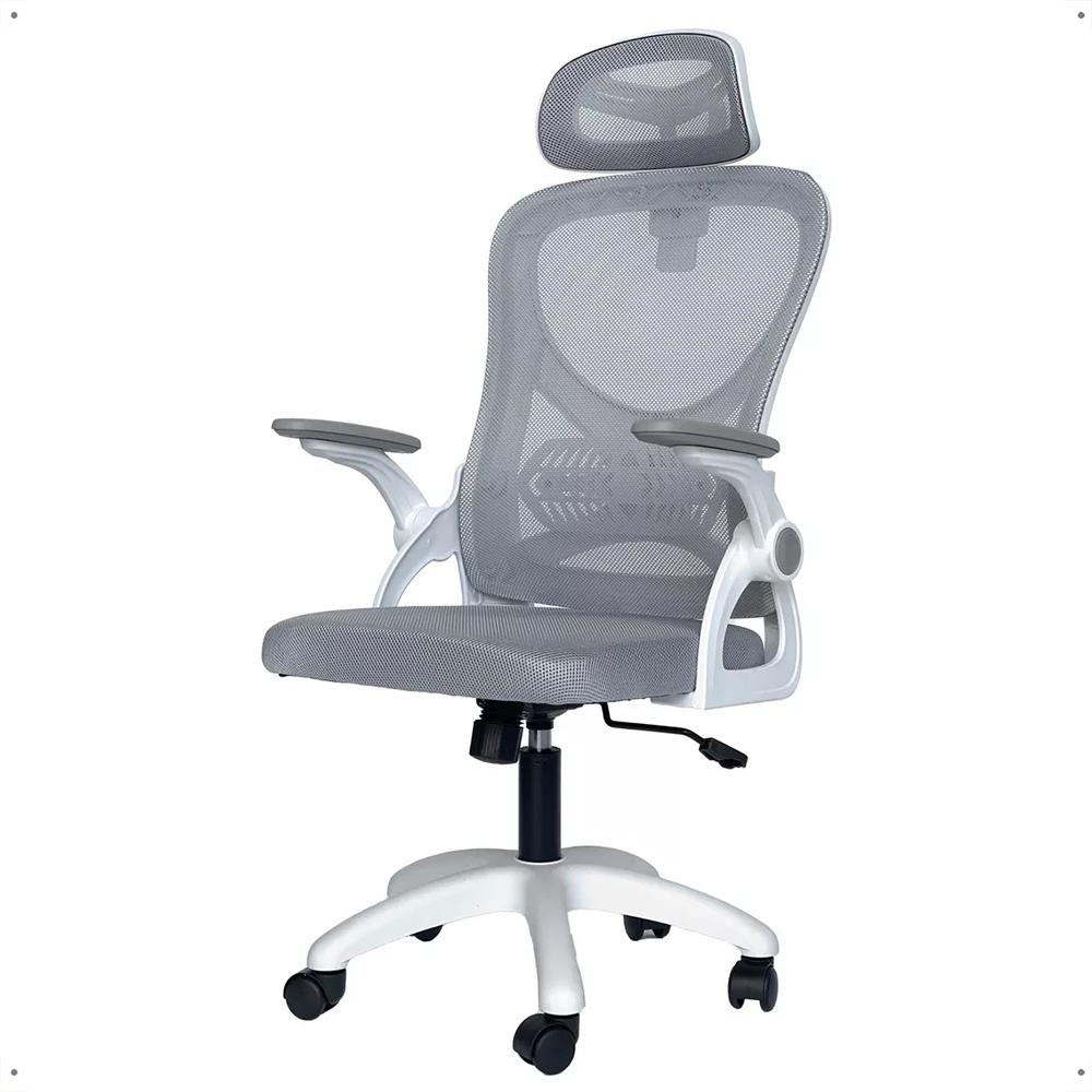 Cadeira Office Giratória Columbus Altura Regulável Sistema Relax Apoio Cabeça Assento Confortável Tela Mesh Branco/Cinza - Lojas RPM Cadeira Office Giratória Columbus Altura Regulável Sistema Relax Apoio Cabeça Assento Confortável Tela Mesh Branco/Cinza - Lojas RPM
