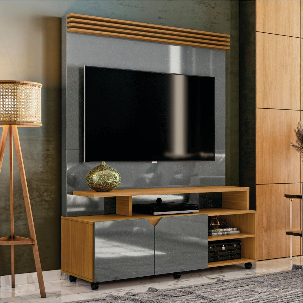 Home com Nichos Liberdade Cinza Perolizado Tauari Home com Nichos Liberdade Cinza Perolizado Tauari