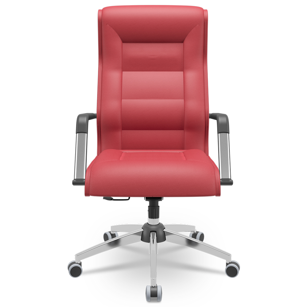 Cadeira De Escritório Giratória Presidente Base Cromada Kirk P03 Vinil Vermelho - Lyam Decor Cadeira De Escritório Giratória Presidente Base Cromada Kirk P03 Vinil Vermelho - Lyam Decor