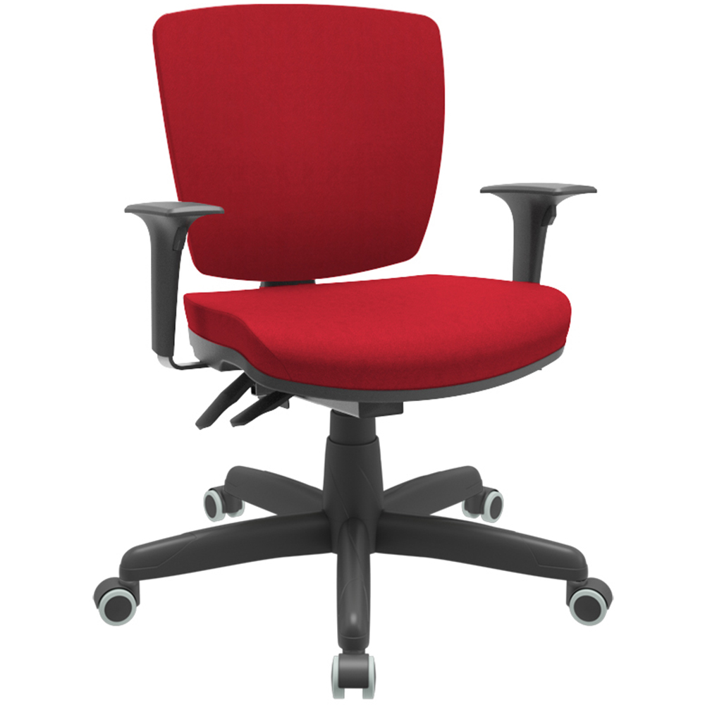 Cadeira de Escritório Executiva Office Giratória Preto Baixa Flexi P03 Poliéster Vermelho - Lyam Cadeira de Escritório Executiva Office Giratória Preto Baixa Flexi P03 Poliéster Vermelho - Lyam