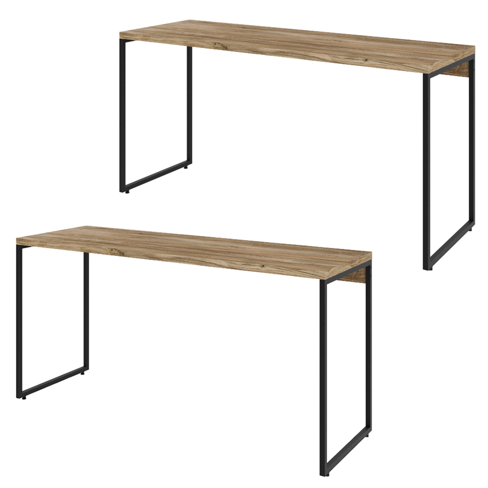 Kit 02 Mesas Para Escritório e Home Office Industrial Aspen 150 cm C01 Carvalho - Lyam Decor Kit 02 Mesas Para Escritório e Home Office Industrial Aspen 150 cm C01 Carvalho - Lyam Decor