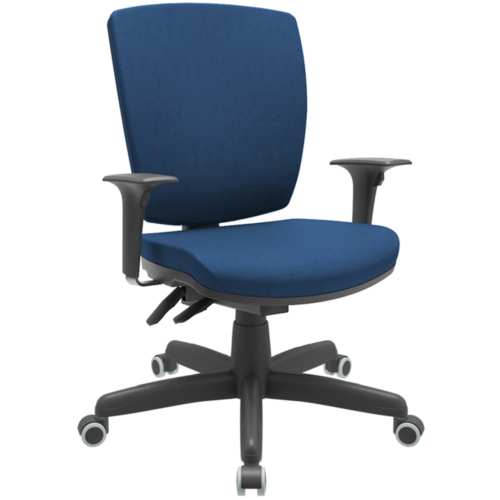 Cadeira de Escritório Diretor Office Base Giratória Preto Alta Flexi P03 Poliéster Azul - Lyam Cadeira de Escritório Diretor Office Base Giratória Preto Alta Flexi P03 Poliéster Azul - Lyam