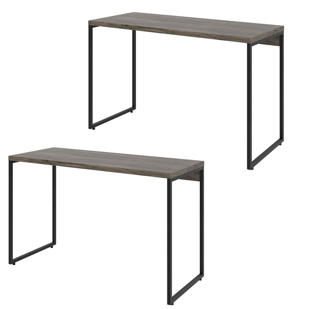 Kit 02 Mesas Para Escritório e Home Office Industrial Aspen 120 cm C01 Carvalho Dark - Lyam Decor Kit 02 Mesas Para Escritório e Home Office Industrial Aspen 120 cm C01 Carvalho Dark - Lyam Decor