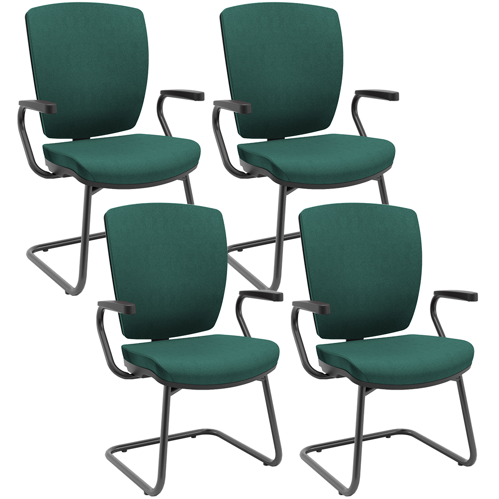Kit 4 Cadeiras de Escritório Fixa Executiva Office Preto Slim Alta Flexi P03 Poliéster Verde - Lyam Kit 4 Cadeiras de Escritório Fixa Executiva Office Preto Slim Alta Flexi P03 Poliéster Verde - Lyam