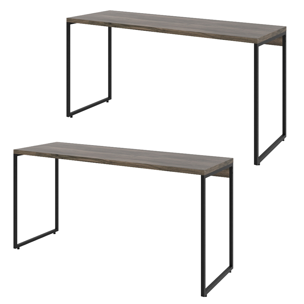 Kit 02 Mesas Para Escritório e Home Office Industrial Aspen 150 cm C01 Carvalho Dark - Lyam Decor Kit 02 Mesas Para Escritório e Home Office Industrial Aspen 150 cm C01 Carvalho Dark - Lyam Decor