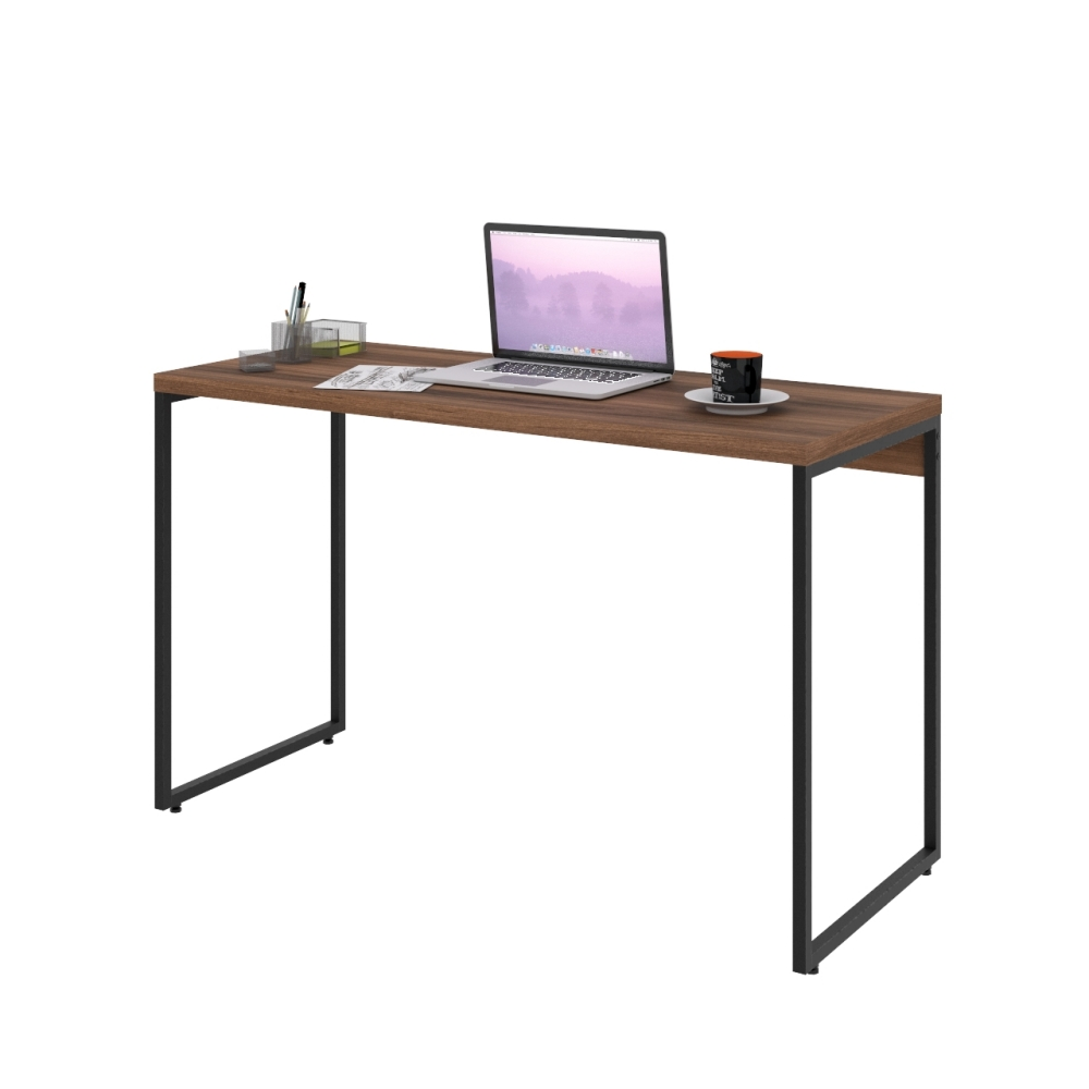 Mesa Para Escritório e Home Office Industrial Aspen 120 cm C01 Nogal - Lyam Decor Mesa Para Escritório e Home Office Industrial Aspen 120 cm C01 Nogal - Lyam Decor