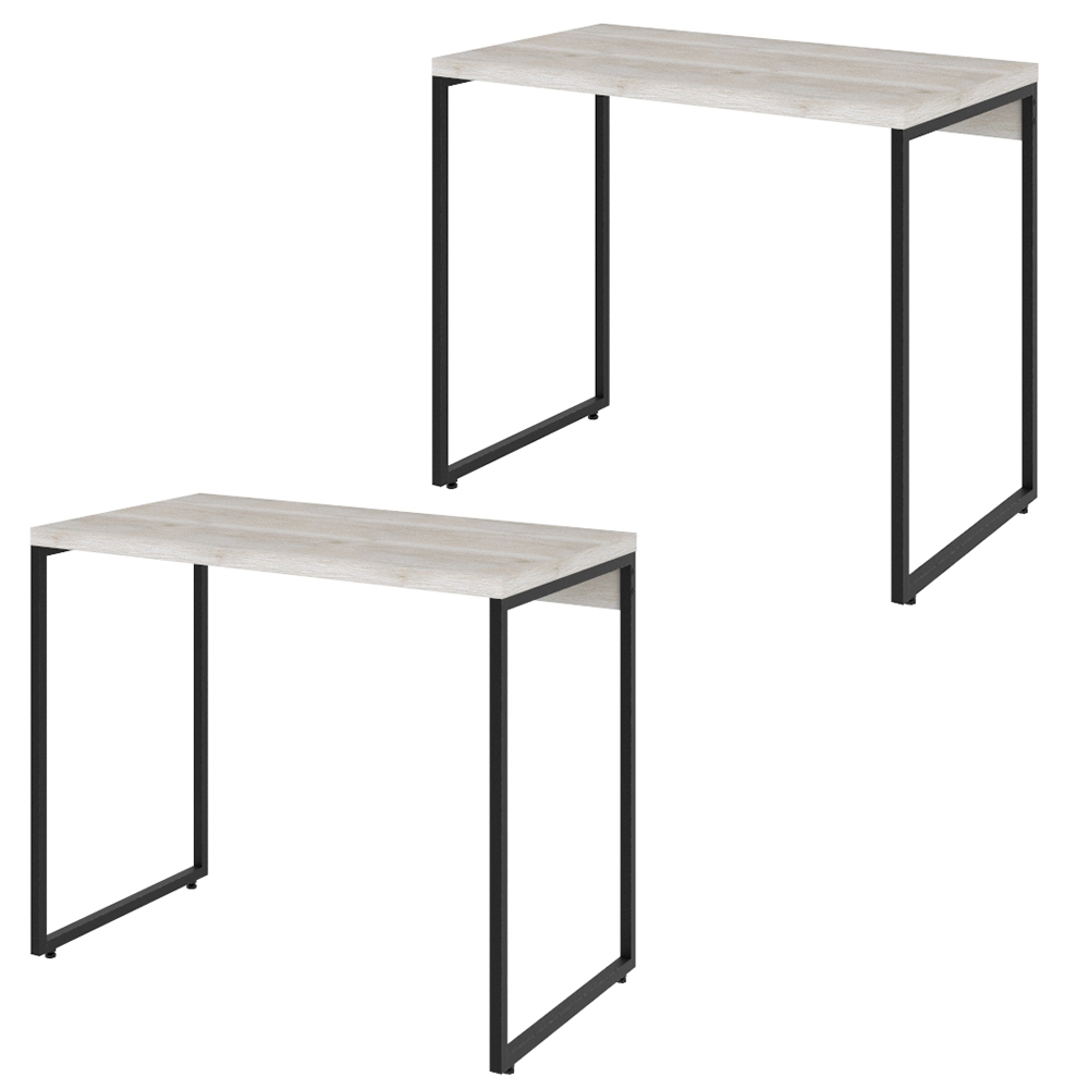 Kit 02 Mesas Para Escritório e Home Office Industrial Aspen 90 cm C01 Snow - Lyam Decor Kit 02 Mesas Para Escritório e Home Office Industrial Aspen 90 cm C01 Snow - Lyam Decor