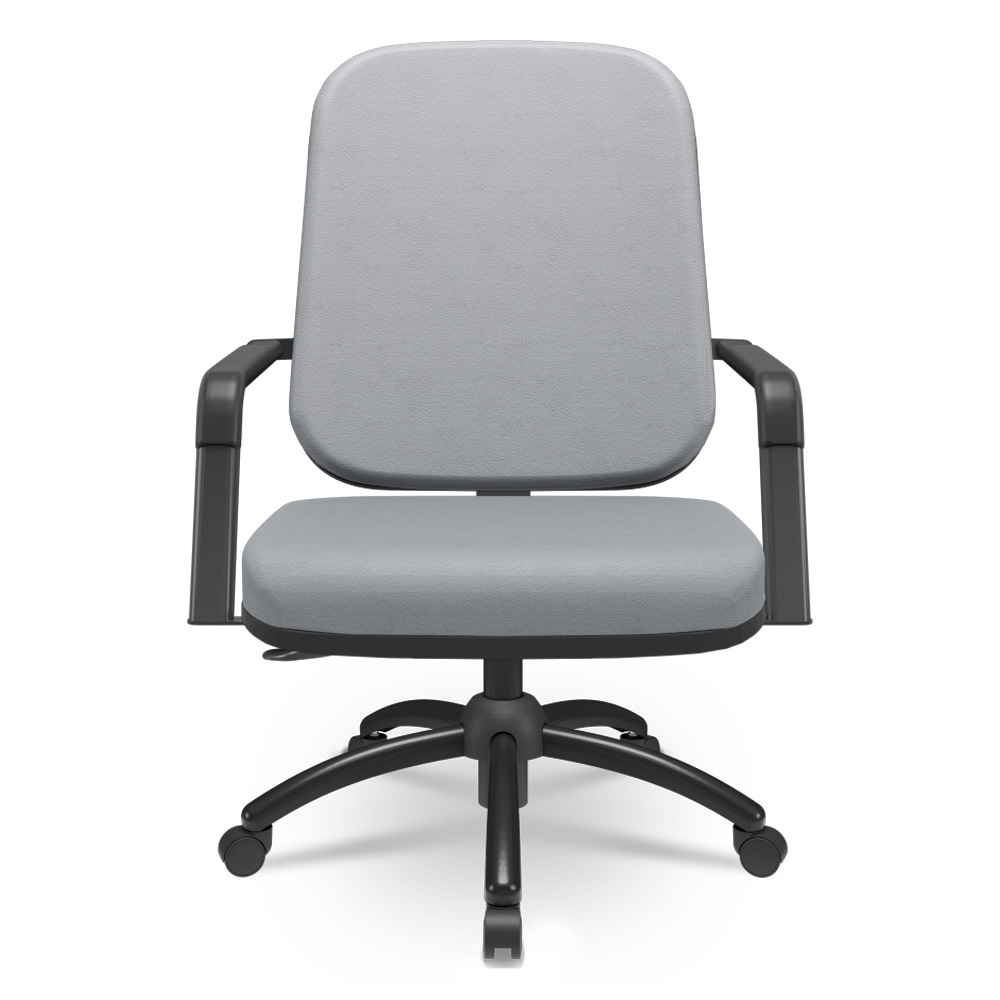 Cadeira de Escritório Giratória com Braço Preta Magno P03 Vinil Cinza - Lyam Decor