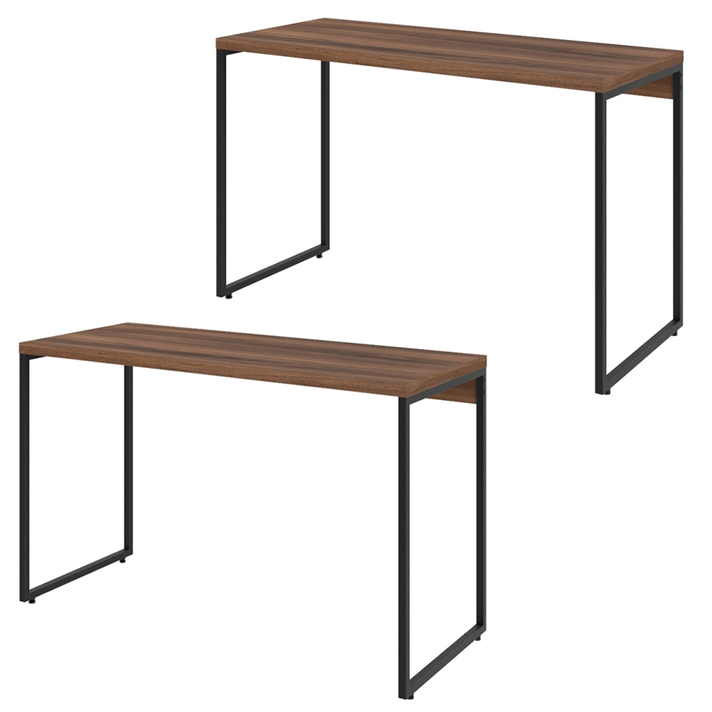 Kit 02 Mesas Para Escritório e Home Office Industrial Aspen 120 cm C01 Nogal - Lyam Decor Kit 02 Mesas Para Escritório e Home Office Industrial Aspen 120 cm C01 Nogal - Lyam Decor