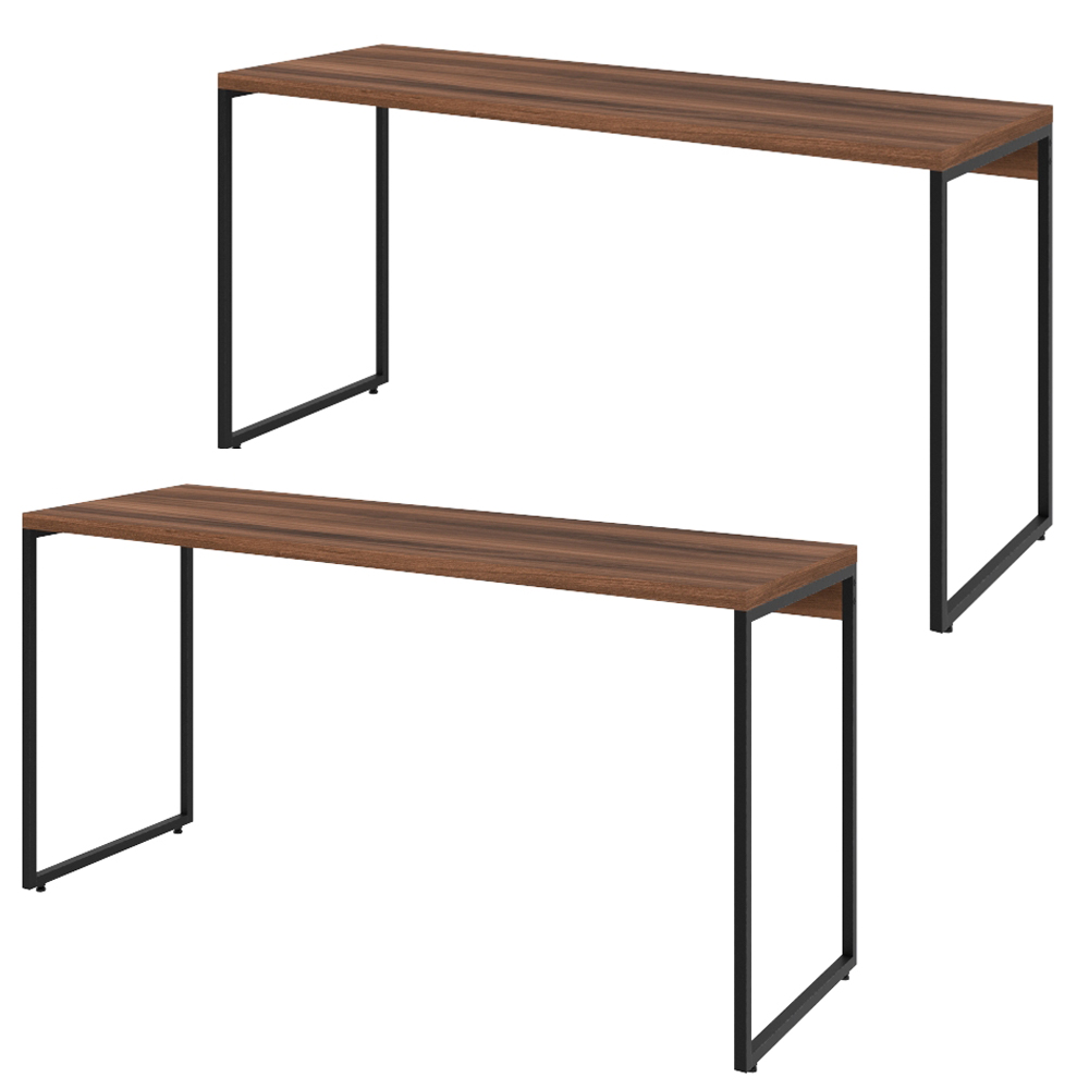 Kit 02 Mesas Para Escritório e Home Office Industrial Aspen 150 cm C01 Nogal - Lyam Decor Kit 02 Mesas Para Escritório e Home Office Industrial Aspen 150 cm C01 Nogal - Lyam Decor
