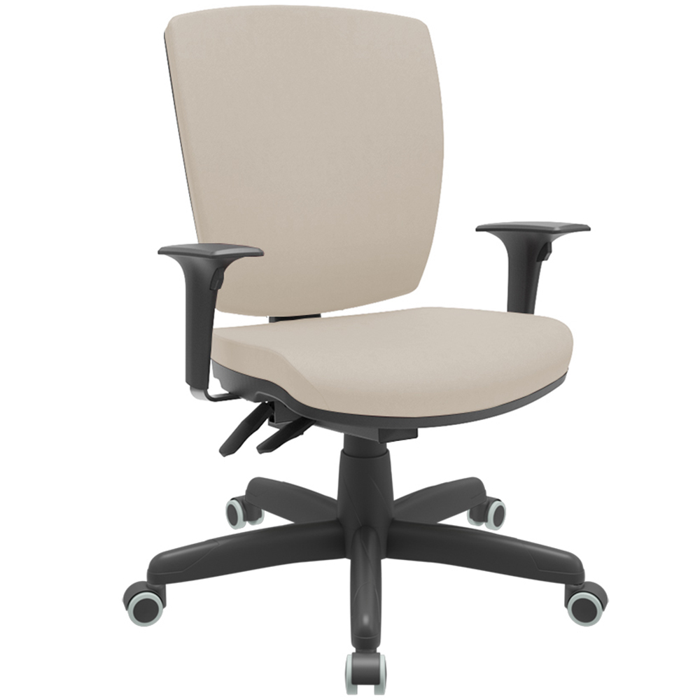 Cadeira de Escritório Diretor Office Base Giratória Preto Alta Flexi P03 Vinil Bege - Lyam Cadeira de Escritório Diretor Office Base Giratória Preto Alta Flexi P03 Vinil Bege - Lyam