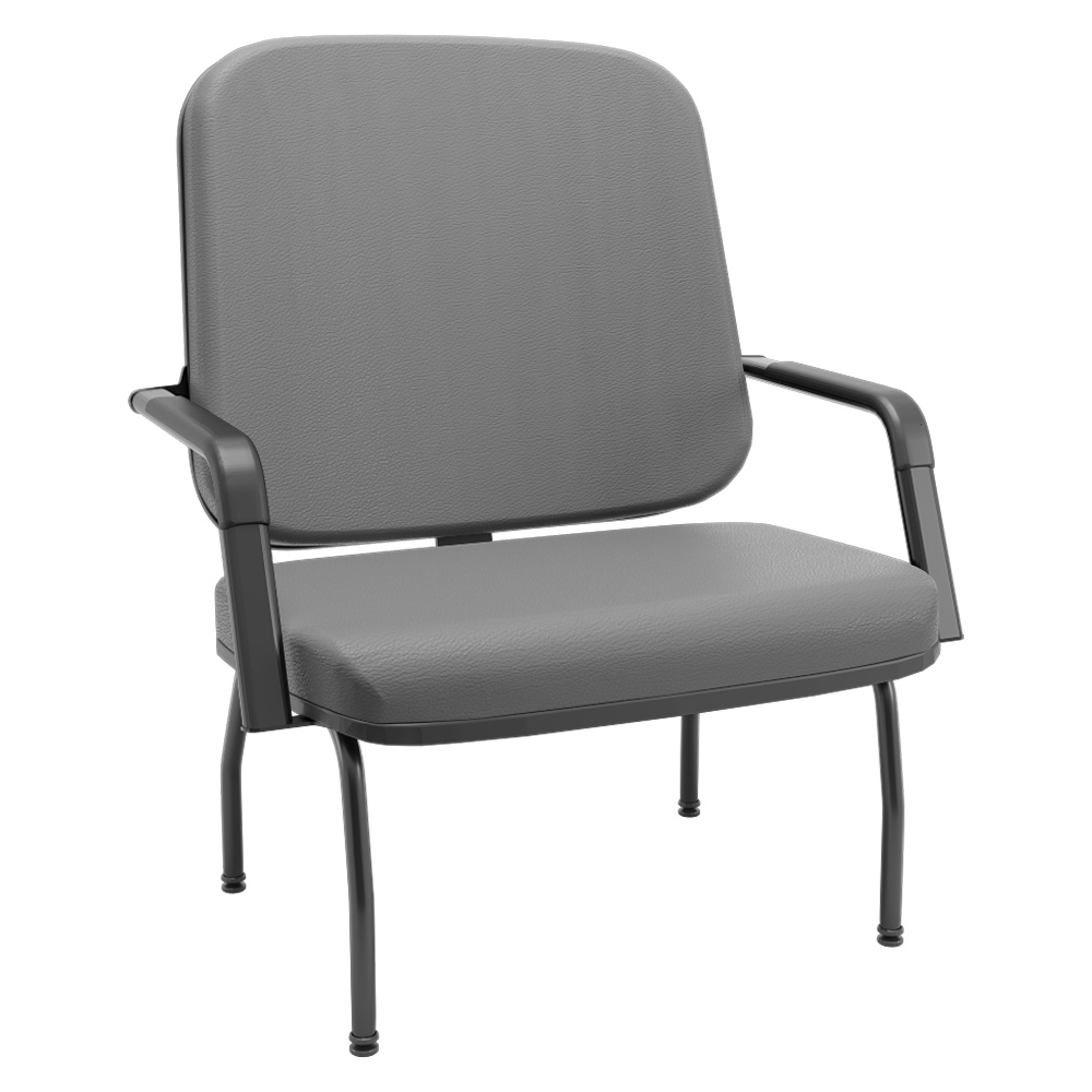 Cadeira de Escritório Recepção com Braço Fixa Preta Magno P03 Vinil Cinza - Lyam Decor Cadeira de Escritório Recepção com Braço Fixa Preta Magno P03 Vinil Cinza - Lyam Decor