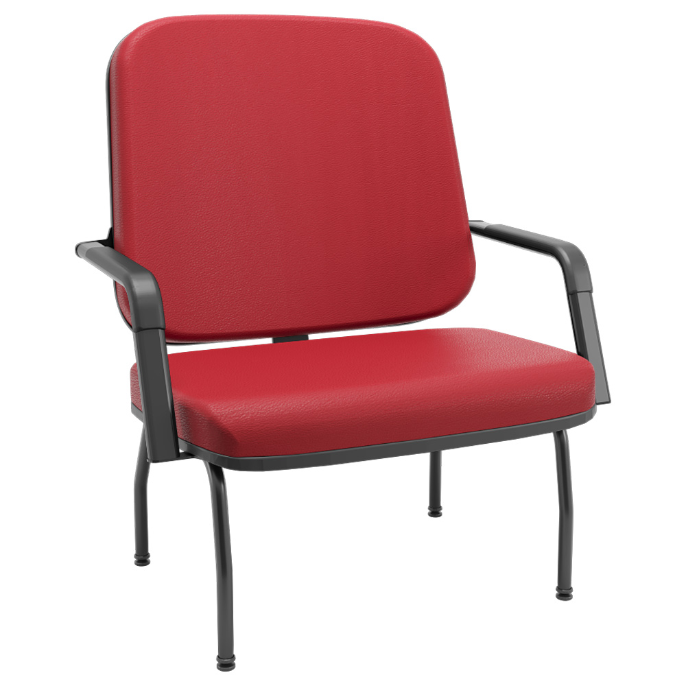Cadeira de Escritório Recepção com Braço Fixa Preta Magno P03 Vinil Vermelho - Lyam Decor Cadeira de Escritório Recepção com Braço Fixa Preta Magno P03 Vinil Vermelho - Lyam Decor