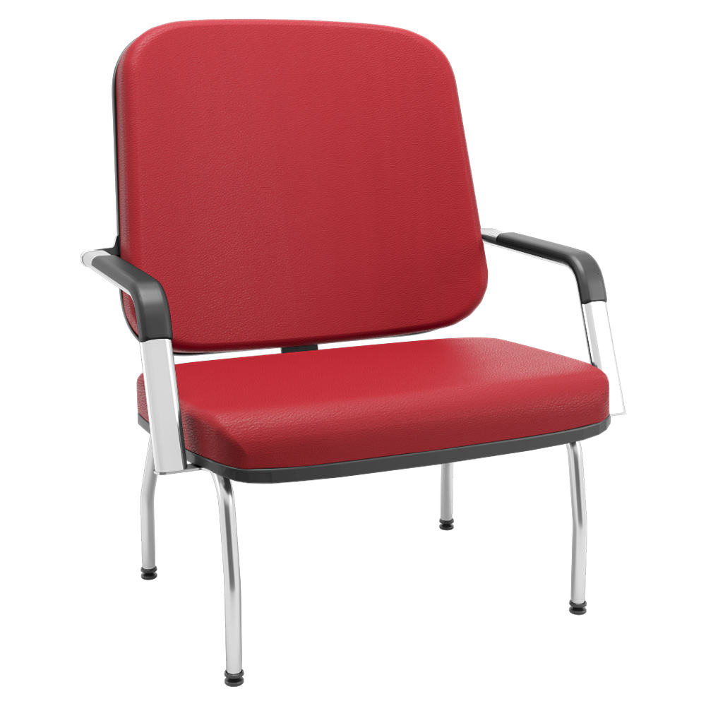 Cadeira de Escritório Recepção com Braço Fixa Cromada Magno P03 Vinil Vermelho - Lyam Decor Cadeira de Escritório Recepção com Braço Fixa Cromada Magno P03 Vinil Vermelho - Lyam Decor