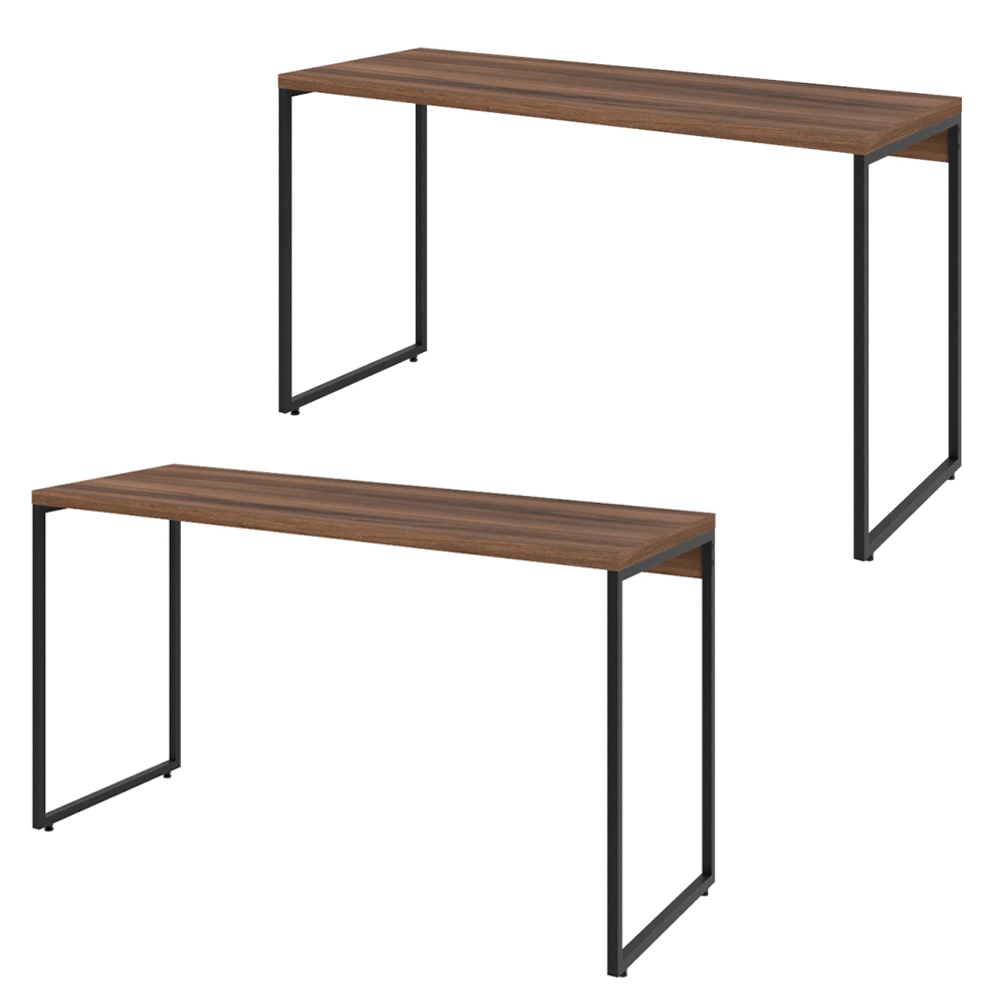 Kit 02 Mesas Para Escritório e Home Office Industrial Aspen 135 cm C01 Nogal - Lyam Decor Kit 02 Mesas Para Escritório e Home Office Industrial Aspen 135 cm C01 Nogal - Lyam Decor