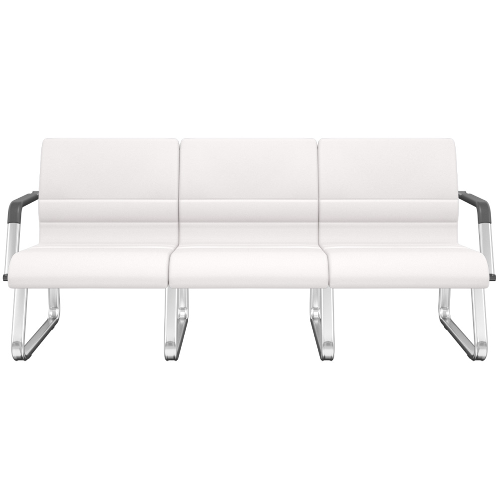 Cadeira Longarina 3 Lugares Recepção com Braço Pés Cromado Lev P03 Vinil Branco - Lyam Decor Cadeira Longarina 3 Lugares Recepção com Braço Pés Cromado Lev P03 Vinil Branco - Lyam Decor