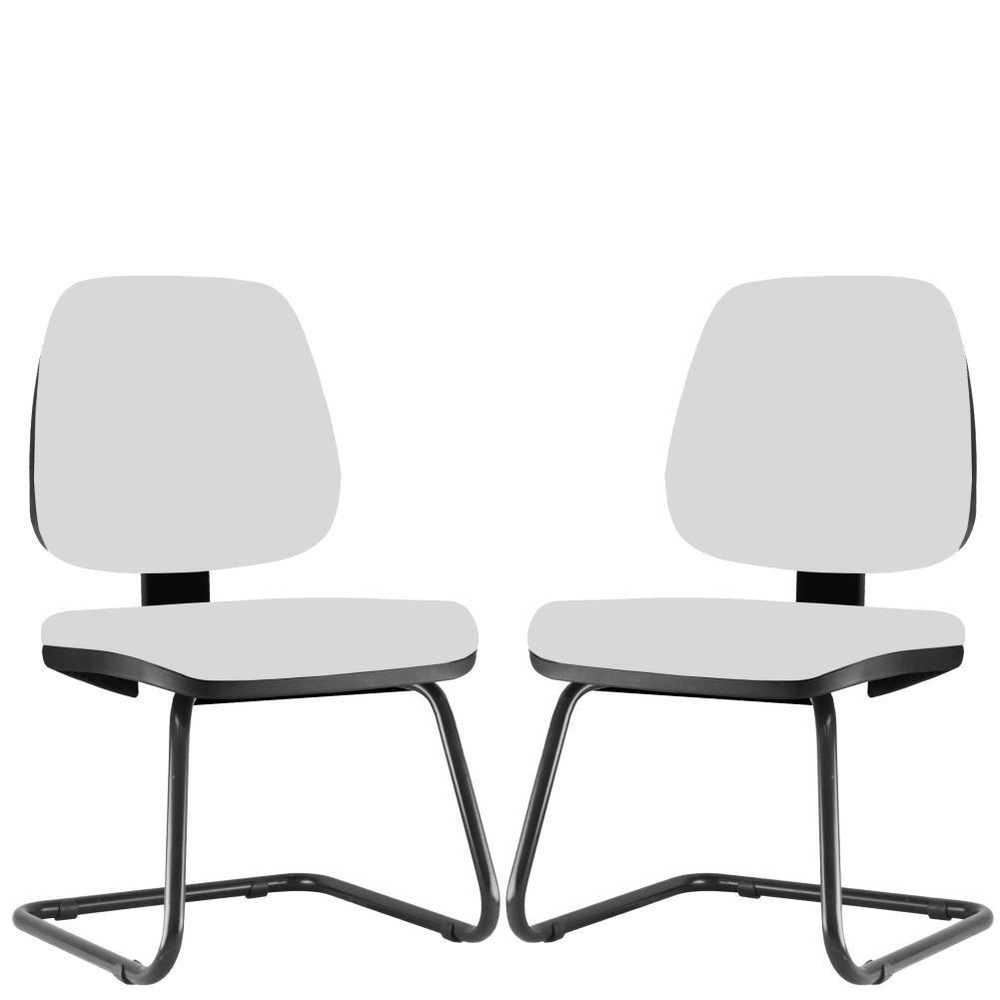 Kit 02 Cadeiras Para Escritório Job L02 Fixa Couro Sintético Branco - Lyam Decor Kit 02 Cadeiras Para Escritório Job L02 Fixa Couro Sintético Branco - Lyam Decor