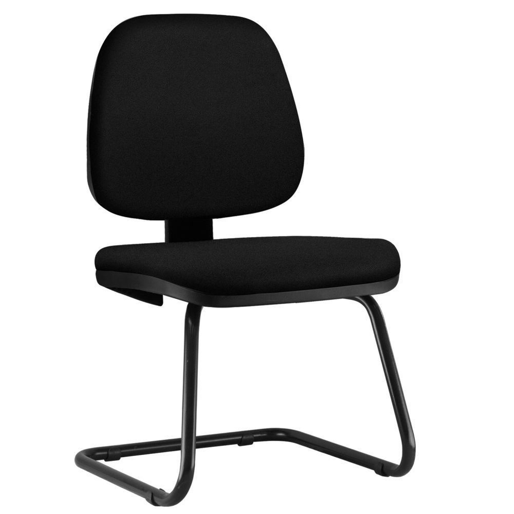Cadeira Para Escritório Job L02 Fixa Crepe Preto - Lyam Decor Cadeira Para Escritório Job L02 Fixa Crepe Preto - Lyam Decor