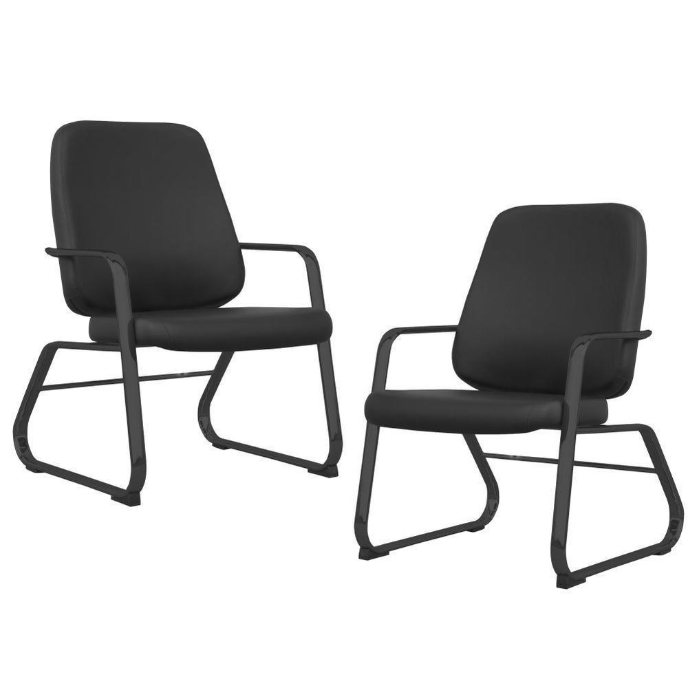 Kit 02 Cadeiras Executiva Diretor Base Fixa Preto Maxxer F02 Couro Ecológico Preto - Lyam Decor Kit 02 Cadeiras Executiva Diretor Base Fixa Preto Maxxer F02 Couro Ecológico Preto - Lyam Decor