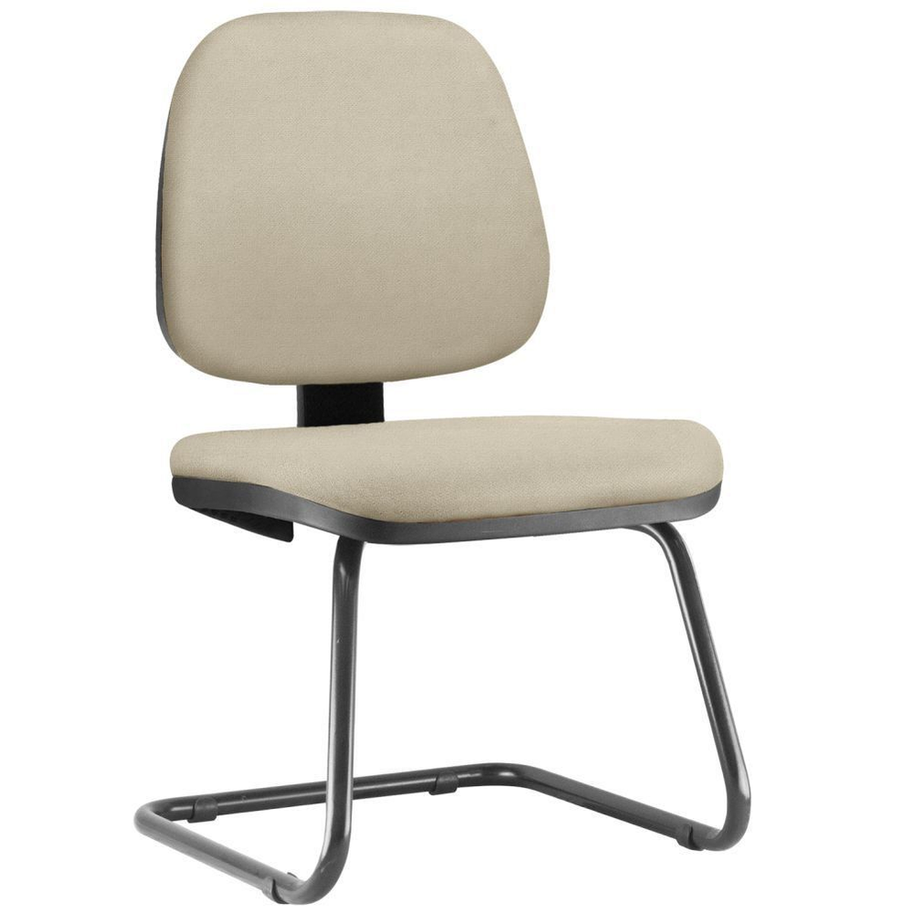 Cadeira Para Escritório Job L02 Fixa Suede Bege - Lyam Decor Cadeira Para Escritório Job L02 Fixa Suede Bege - Lyam Decor
