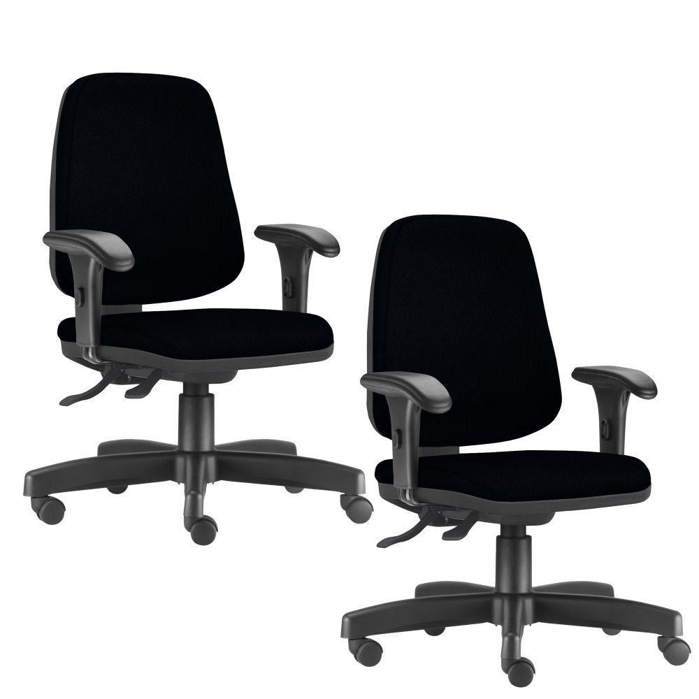 Kit 02 Cadeiras Giratórias Job L02 Diretor Executiva Crepe Preto - Lyam Decor Kit 02 Cadeiras Giratórias Job L02 Diretor Executiva Crepe Preto - Lyam Decor
