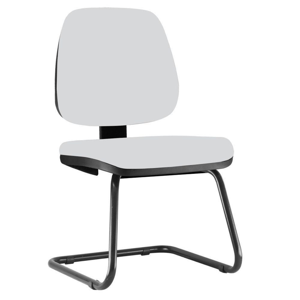 Cadeira Para Escritório Job L02 Fixa Couro Sintético Branco - Lyam Decor