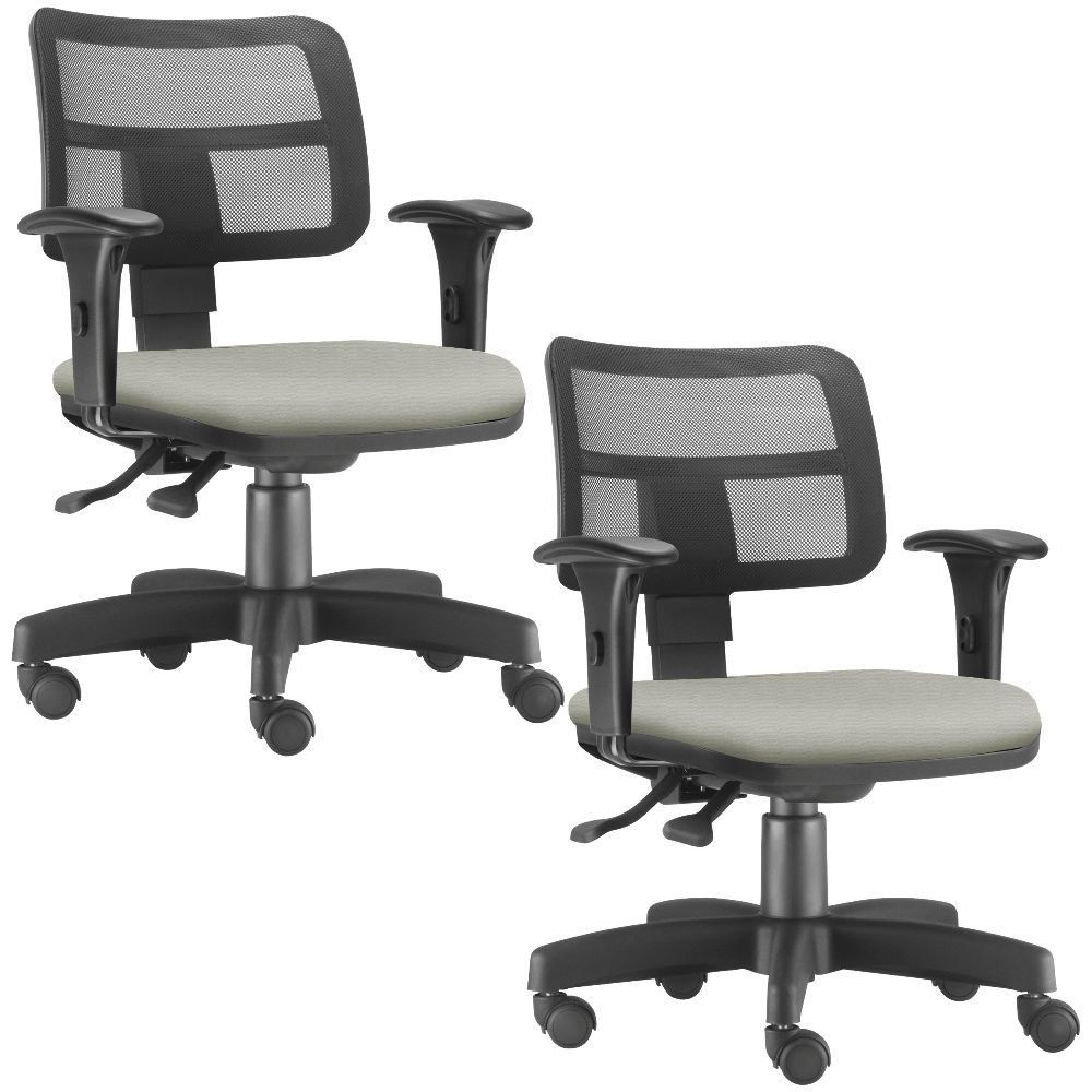 Kit 02 Cadeiras Giratórias Zip L02 Executiva Ergonômica Escritório Suede Bege - Lyam Decor Kit 02 Cadeiras Giratórias Zip L02 Executiva Ergonômica Escritório Suede Bege - Lyam Decor