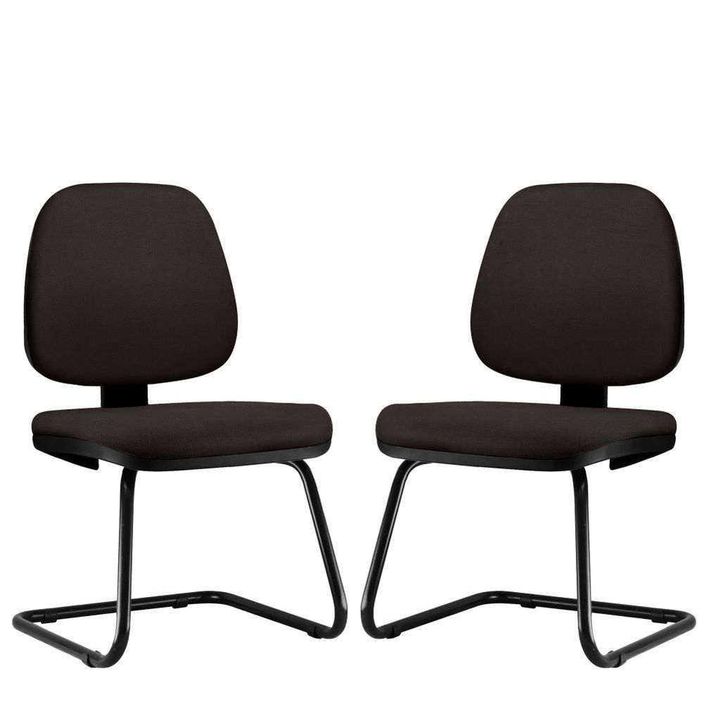 Kit 02 Cadeiras Para Escritório Job L02 Fixa Suede Marrom - Lyam Decor Kit 02 Cadeiras Para Escritório Job L02 Fixa Suede Marrom - Lyam Decor