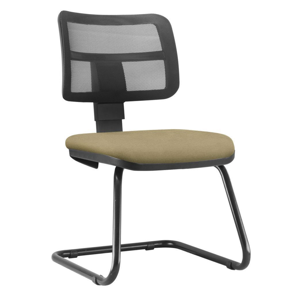 Cadeira de Escritório Recepção Fixa Zip L02 Suede Bege - Lyam Decor Cadeira de Escritório Recepção Fixa Zip L02 Suede Bege - Lyam Decor