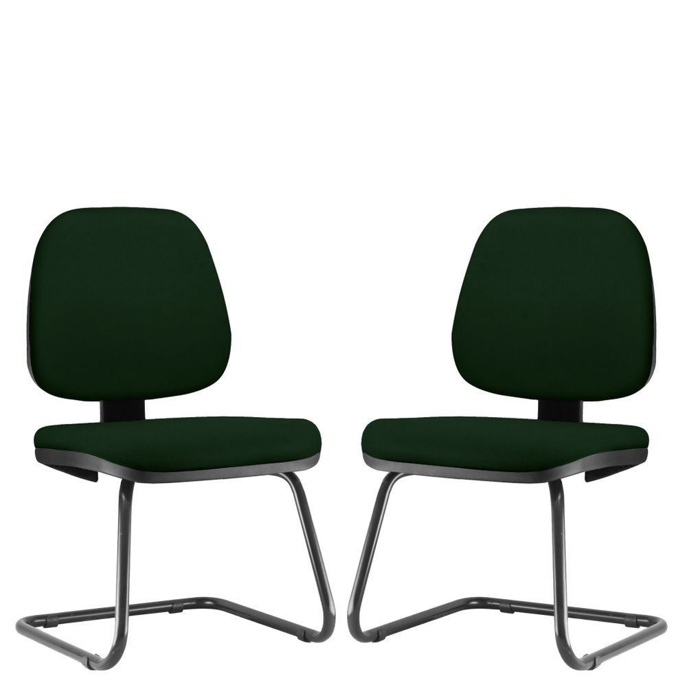 Kit 02 Cadeiras Para Escritório Job L02 Fixa Crepe Verde Musgo - Lyam Decor Kit 02 Cadeiras Para Escritório Job L02 Fixa Crepe Verde Musgo - Lyam Decor
