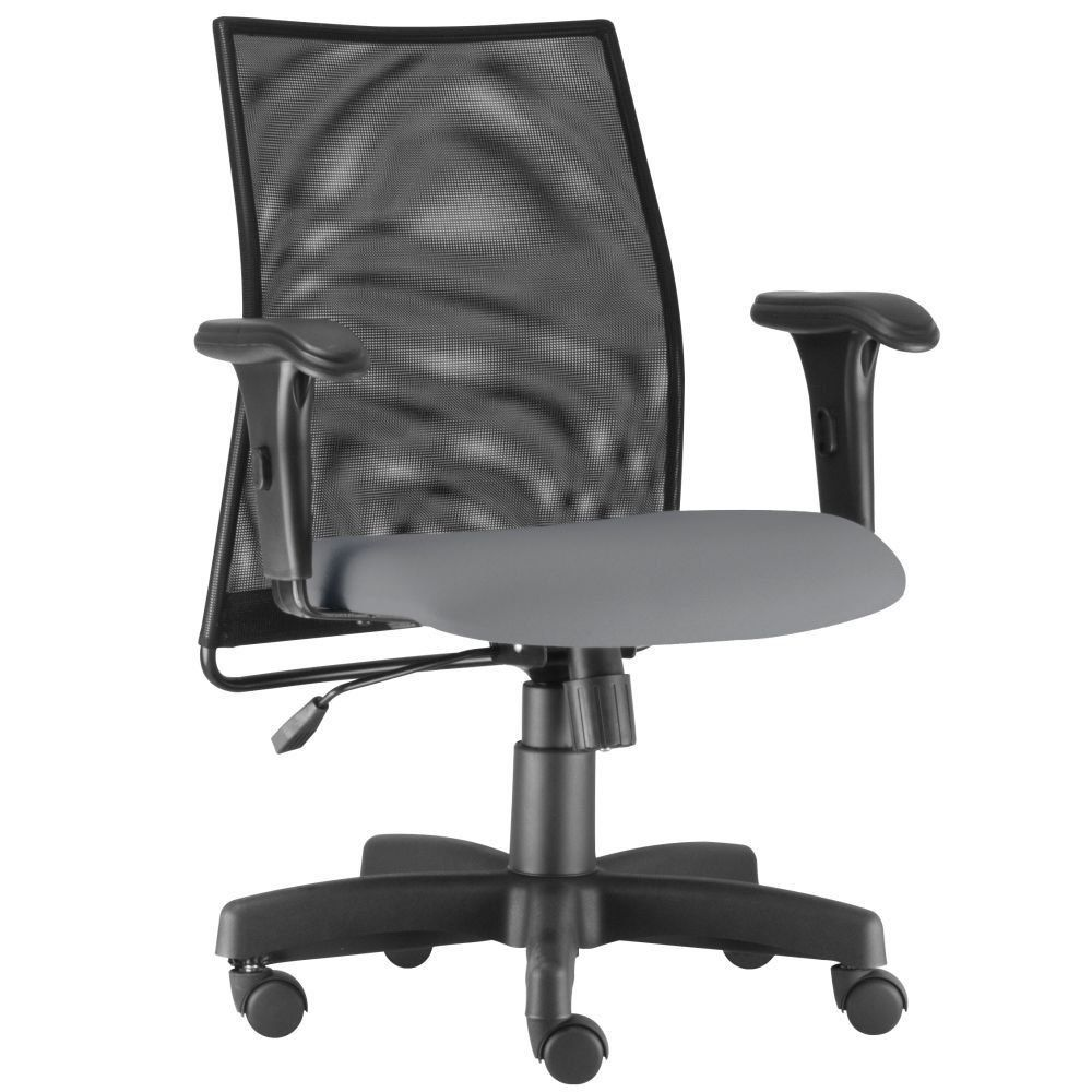 Cadeira de Escritório Giratória Executiva Ergonômica Liss L02 Couro Sintético Cinza - Lyam Decor Cadeira de Escritório Giratória Executiva Ergonômica Liss L02 Couro Sintético Cinza - Lyam Decor