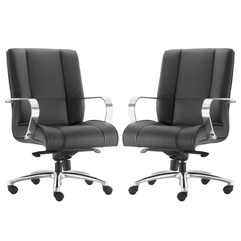 Kit 02 Cadeiras de Escritório Diretor Executiva New Onix F02 Couro Ecológico Preto - Lyam Decor Kit 02 Cadeiras de Escritório Diretor Executiva New Onix F02 Couro Ecológico Preto - Lyam Decor