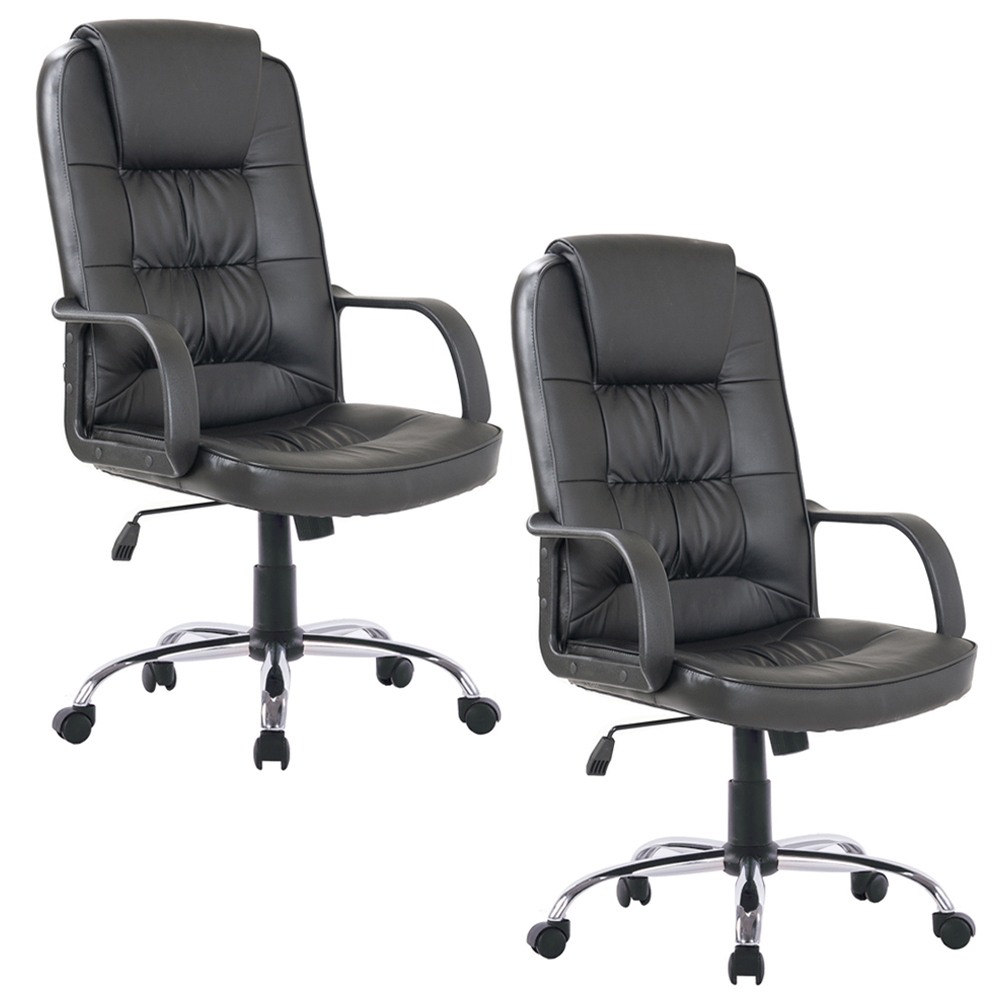 Kit 02 Cadeiras Giratórias Para Escritório Office Royal F03 Preto - Lyam Decor Kit 02 Cadeiras Giratórias Para Escritório Office Royal F03 Preto - Lyam Decor