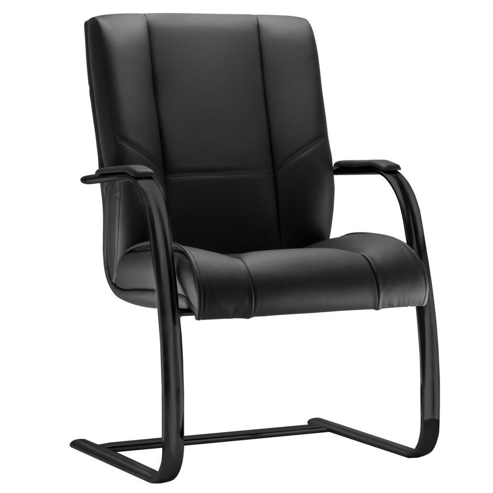 Cadeira de Escritório Fixa Preto Executiva New Onix F02 Couro Ecológico Preto - Lyam Decor Cadeira de Escritório Fixa Preto Executiva New Onix F02 Couro Ecológico Preto - Lyam Decor