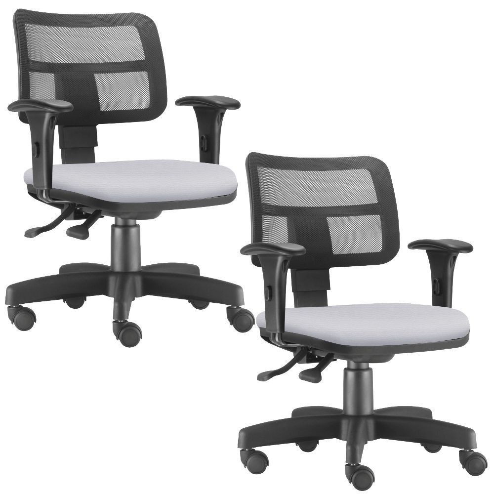 Kit 02 Cadeiras Giratórias Zip L02 Executiva Ergonômica Escritório Couro Sintético Branco - Lyam Decor Kit 02 Cadeiras Giratórias Zip L02 Executiva Ergonômica Escritório Couro Sintético Branco - Lyam Decor