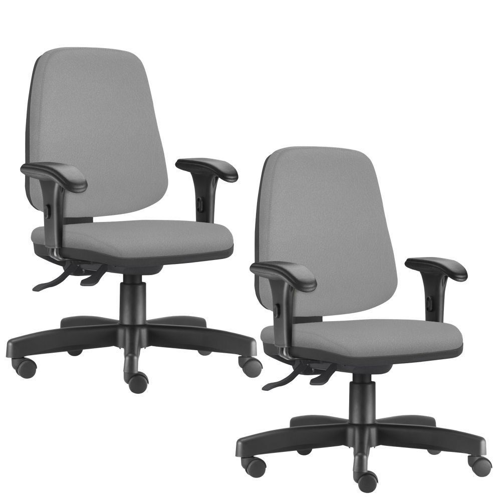 Kit 02 Cadeiras Giratórias Job L02 Diretor Executiva Couro Sintético Cinza - Lyam Decor Kit 02 Cadeiras Giratórias Job L02 Diretor Executiva Couro Sintético Cinza - Lyam Decor