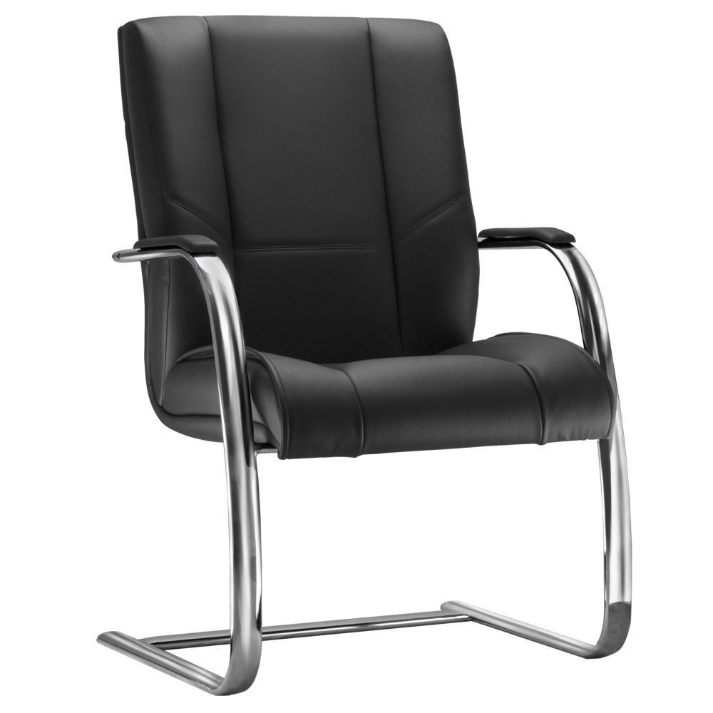 Cadeira de Escritório Fixa Executiva New Onix F02 Couro Ecológico Preto - Lyam Decor Cadeira de Escritório Fixa Executiva New Onix F02 Couro Ecológico Preto - Lyam Decor