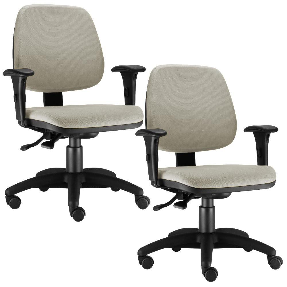 Kit 02 Cadeiras Giratória Job L02 Executiva Ergonomica Suede Bege - Lyam Decor Kit 02 Cadeiras Giratória Job L02 Executiva Ergonomica Suede Bege - Lyam Decor