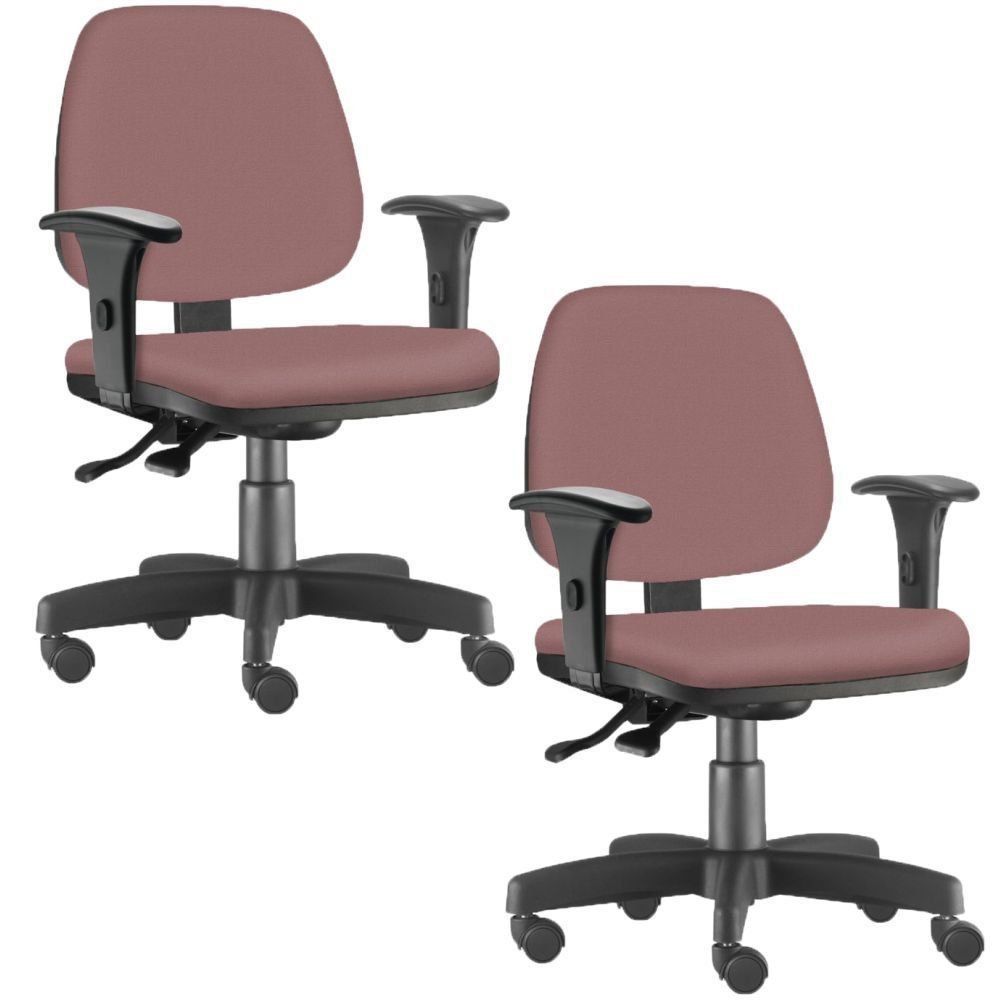 Kit 02 Cadeiras Giratória Job L02 Executiva Ergonômica Escritório Suede Rosê - Lyam Decor Kit 02 Cadeiras Giratória Job L02 Executiva Ergonômica Escritório Suede Rosê - Lyam Decor