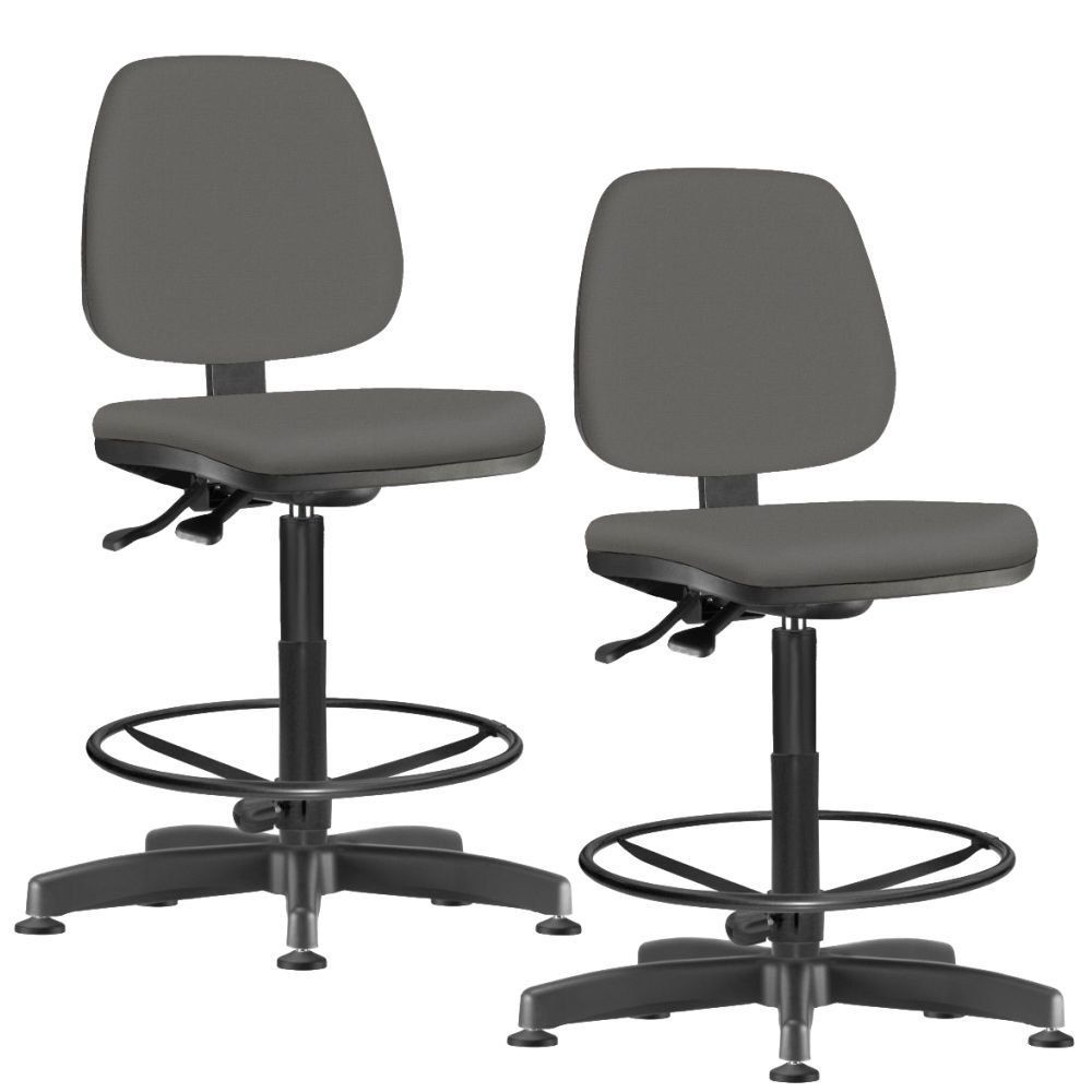Kit 02 Cadeiras Caixa Alta Giratória Job L02 Couro Sintético Cinza - Lyam Decor Kit 02 Cadeiras Caixa Alta Giratória Job L02 Couro Sintético Cinza - Lyam Decor