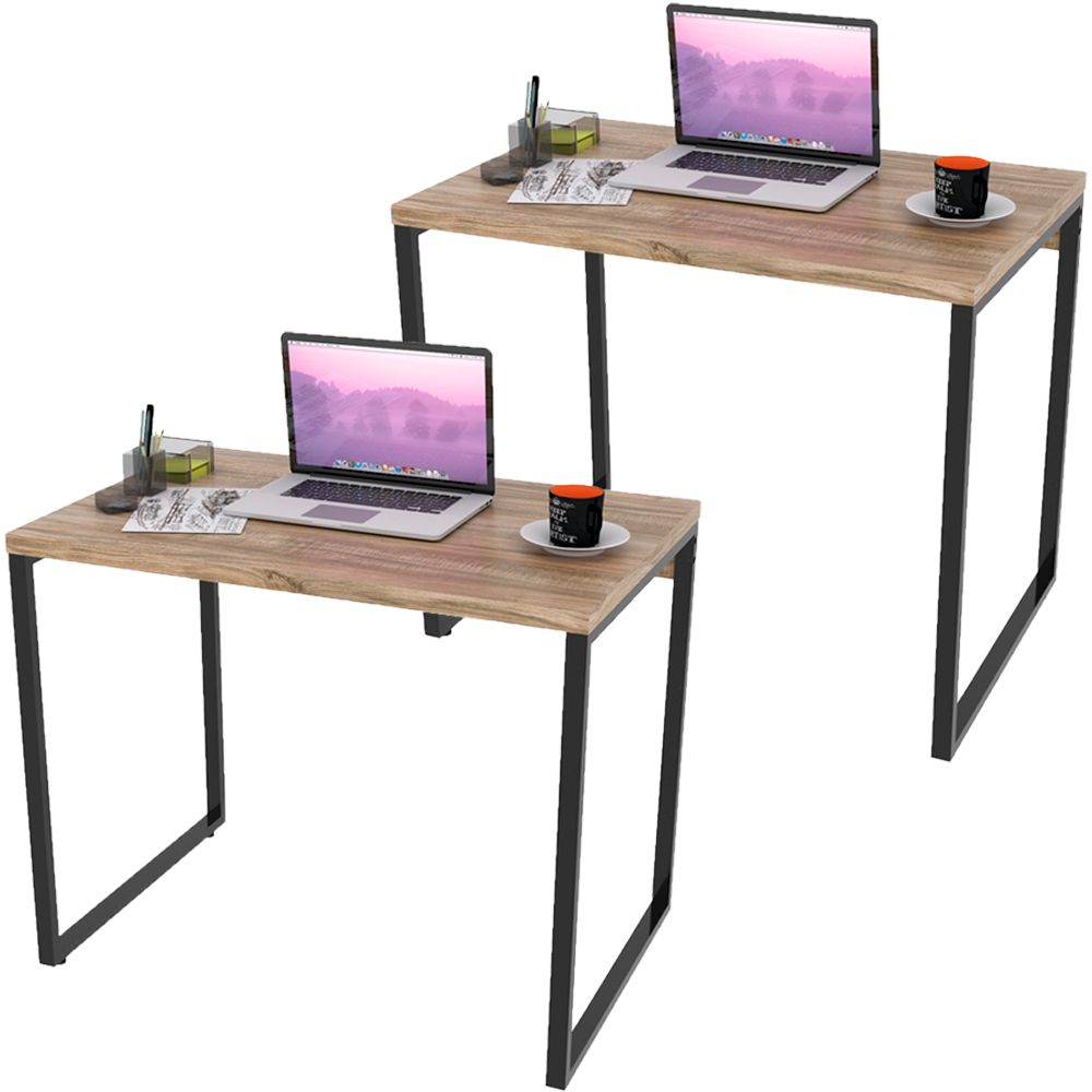 Kit 02 Mesas Para Escritório Home Office Estilo Industrial Form C01 90 cm Carvalho - Lyam Decor Kit 02 Mesas Para Escritório Home Office Estilo Industrial Form C01 90 cm Carvalho - Lyam Decor