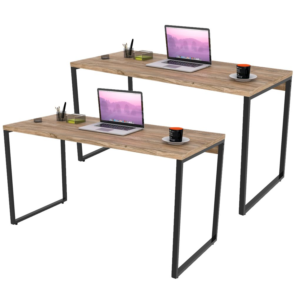 Kit 02 Mesas Para Escritório Home Office Estilo Industrial Form C01 135 cm Carvalho - Lyam Decor Kit 02 Mesas Para Escritório Home Office Estilo Industrial Form C01 135 cm Carvalho - Lyam Decor