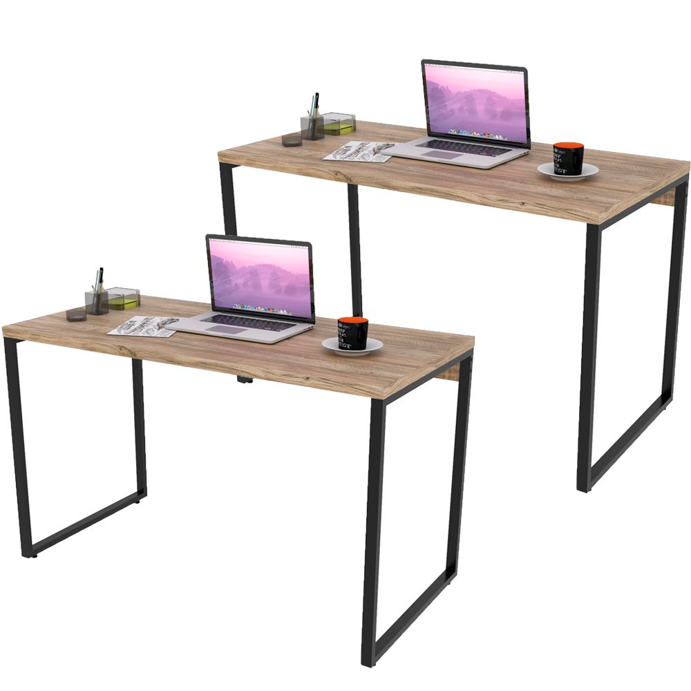 Kit 02 Mesas Para Escritório Home Office Estilo Industrial Form C01 120 cm Carvalho - Lyam Decor Kit 02 Mesas Para Escritório Home Office Estilo Industrial Form C01 120 cm Carvalho - Lyam Decor