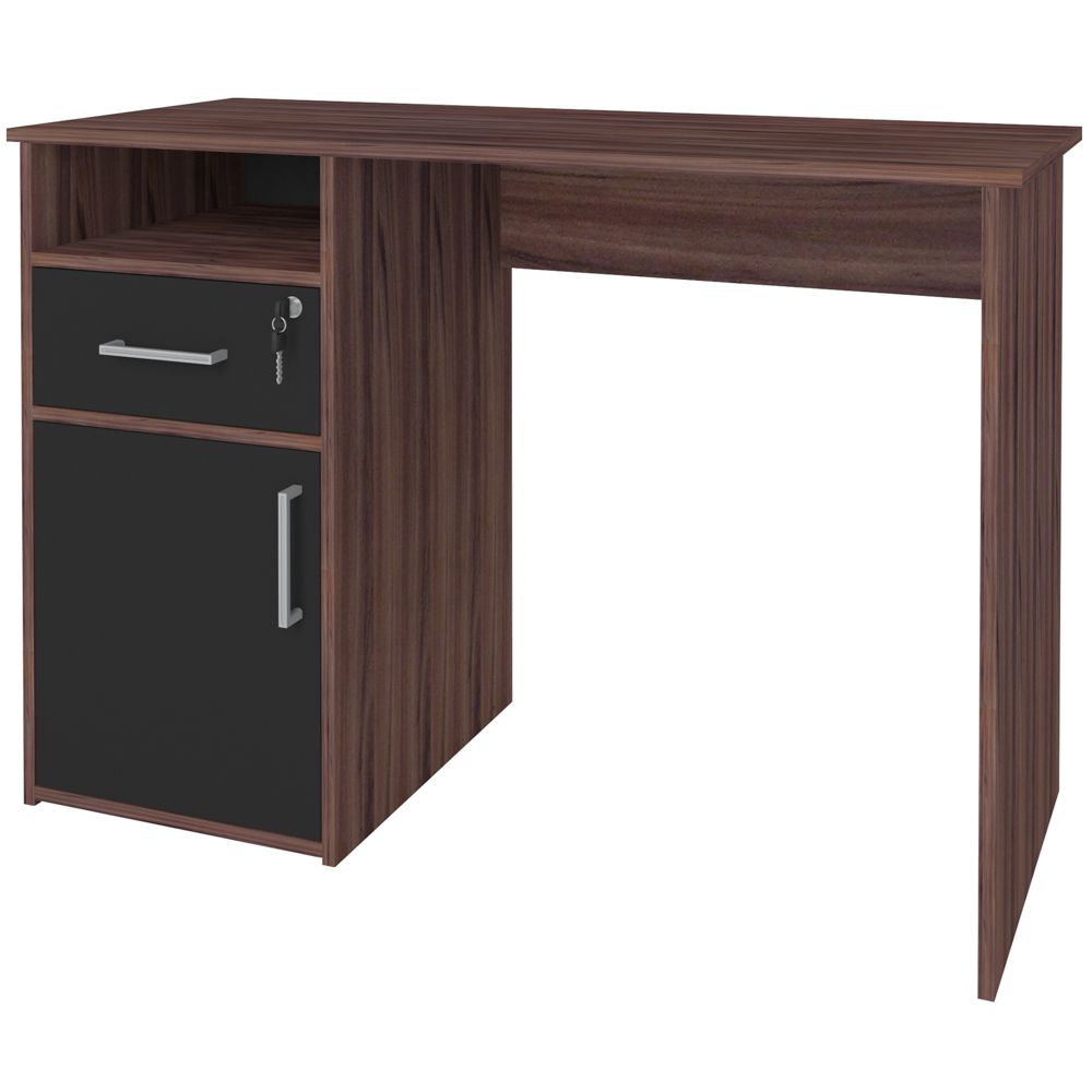 Mesa Para Escritório Escrivaninha Home Office Hall A02 Ipê Preto - Lyam Decor Mesa Para Escritório Escrivaninha Home Office Hall A02 Ipê Preto - Lyam Decor