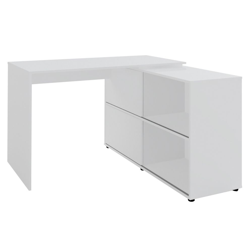 Mesa Para Escritório com Porta de Correr Escrivaninha Home Office Mingle A02 Branco - Lyam Decor Mesa Para Escritório com Porta de Correr Escrivaninha Home Office Mingle A02 Branco - Lyam Decor