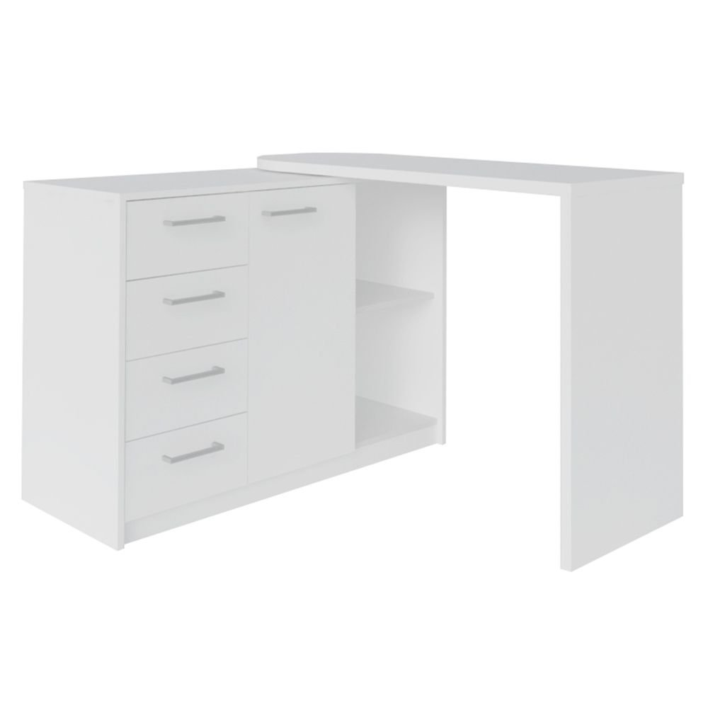 Mesa Para Escritório Extensível Escrivaninha Home Office Logan A02 Branco - Lyam Decor Mesa Para Escritório Extensível Escrivaninha Home Office Logan A02 Branco - Lyam Decor