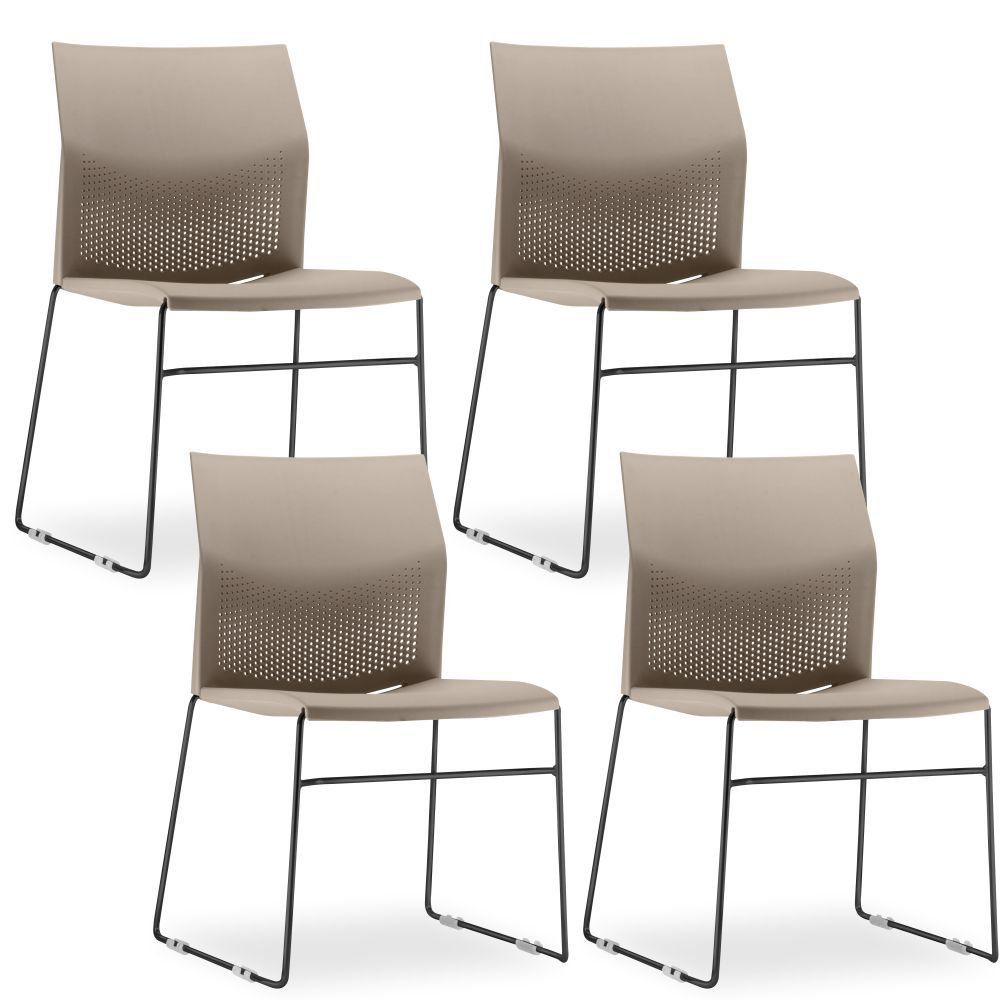 Kit 04 Cadeiras Fixa Base Preta Empilhável Connect F02 Nude - Lyam Decor Kit 04 Cadeiras Fixa Base Preta Empilhável Connect F02 Nude - Lyam Decor