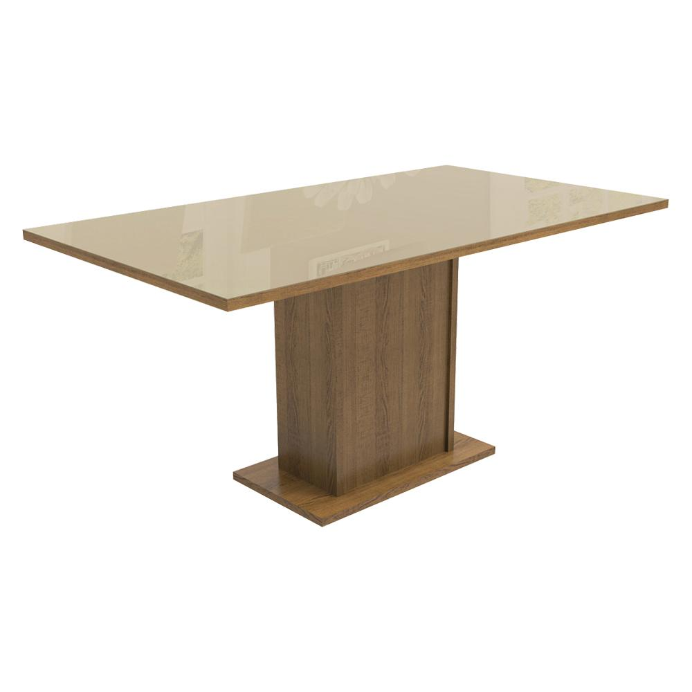 Mesa Madesa Retangular Tampo de Vidro 5275 - Rustic/Crema Mesa Madesa Retangular Tampo de Vidro 5275 - Rustic/Crema